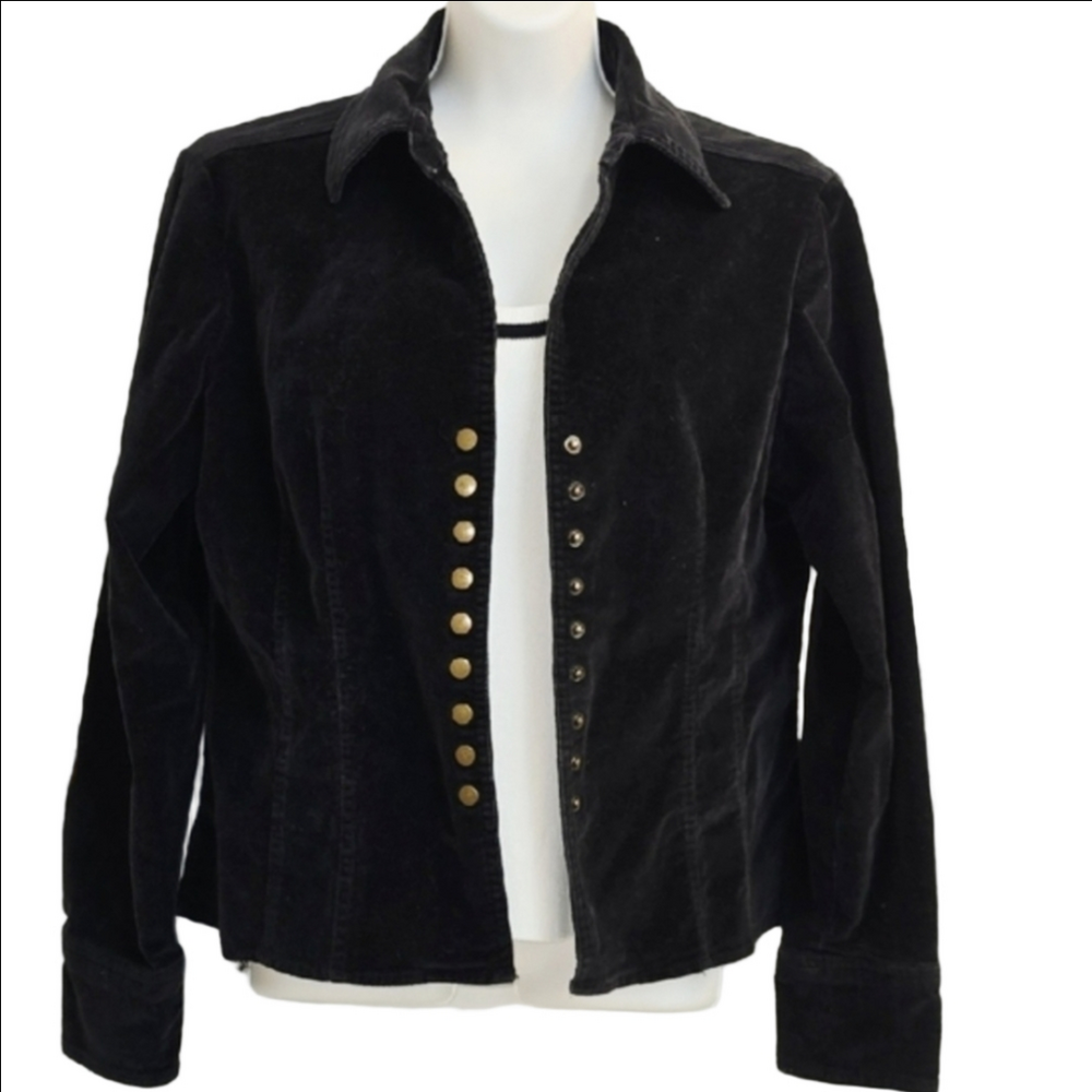 Women's Black Corduroy Jacket w/Snaps